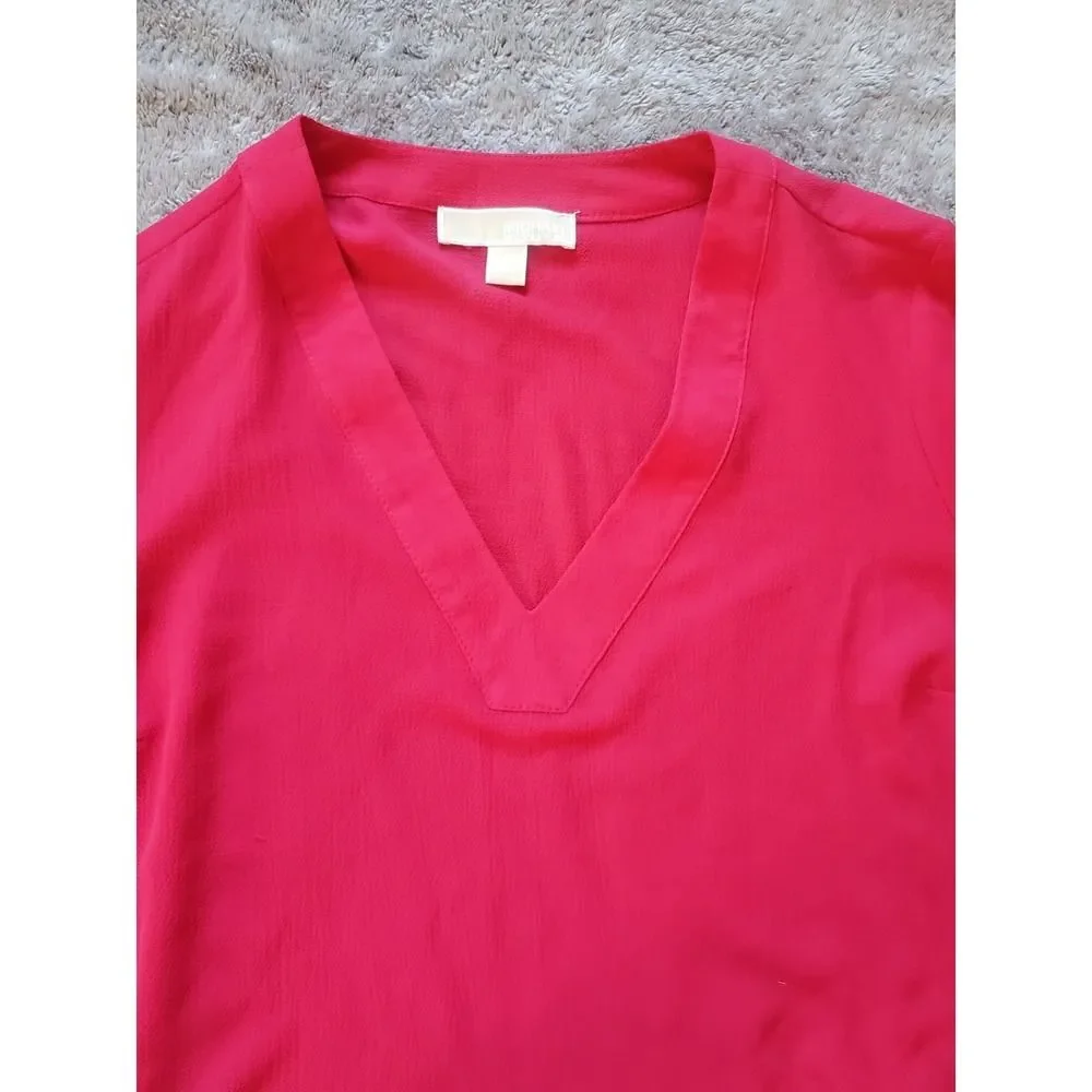 Michael Kors M Bell Sleeve Pullover Light Weight Top Blouse Raspberry 3288